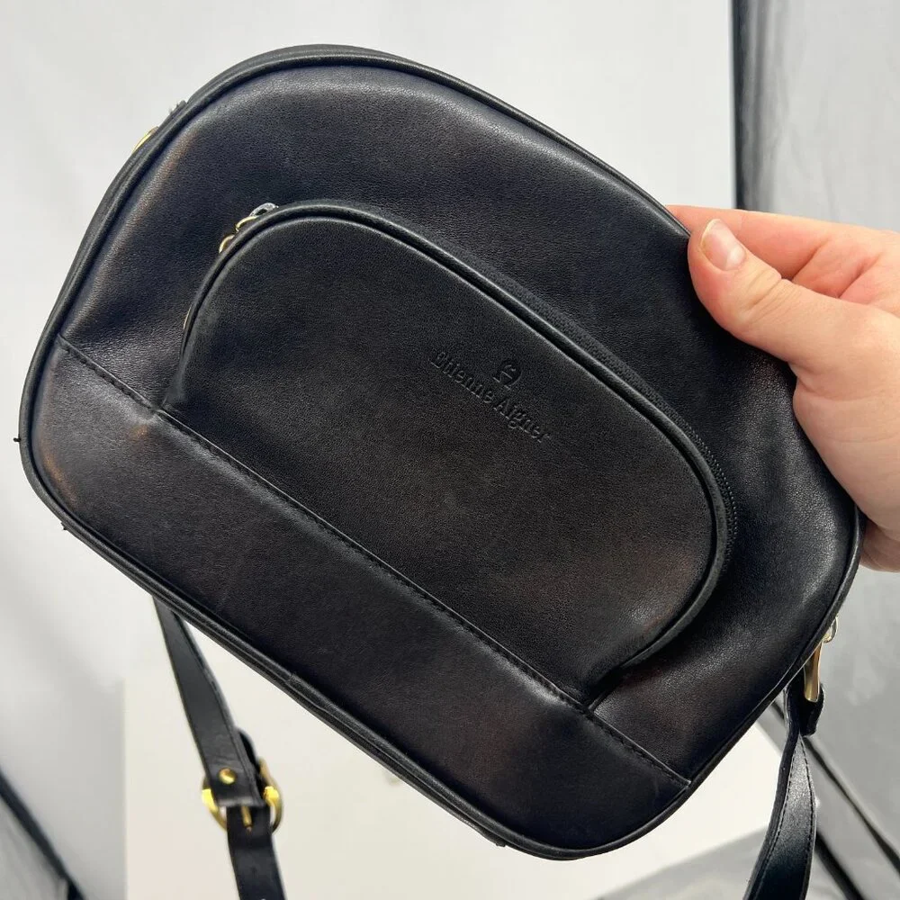 Etienne Aigner Black Leather Crossbody Bag